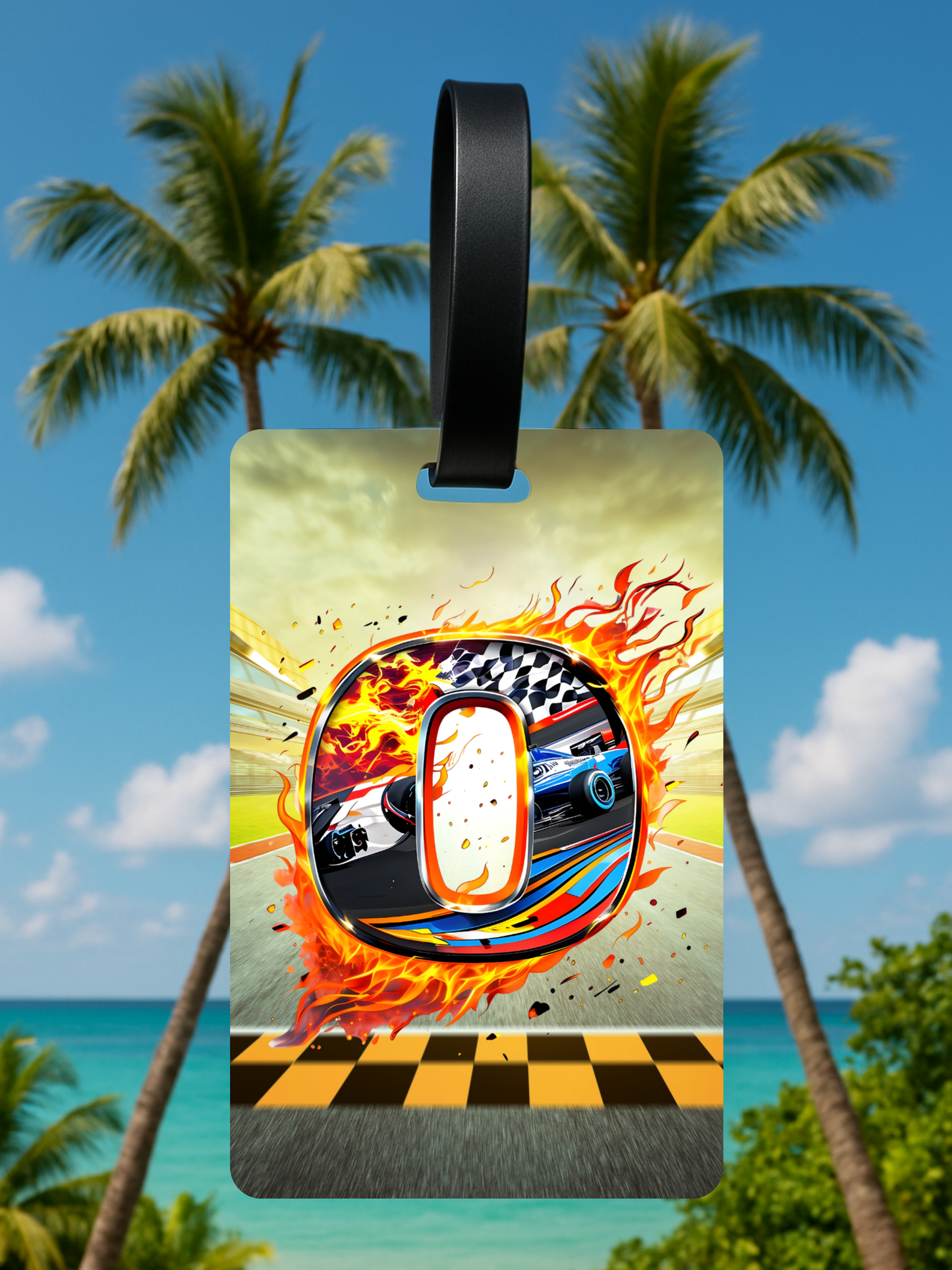 Race Car Monogram Luggage Tag