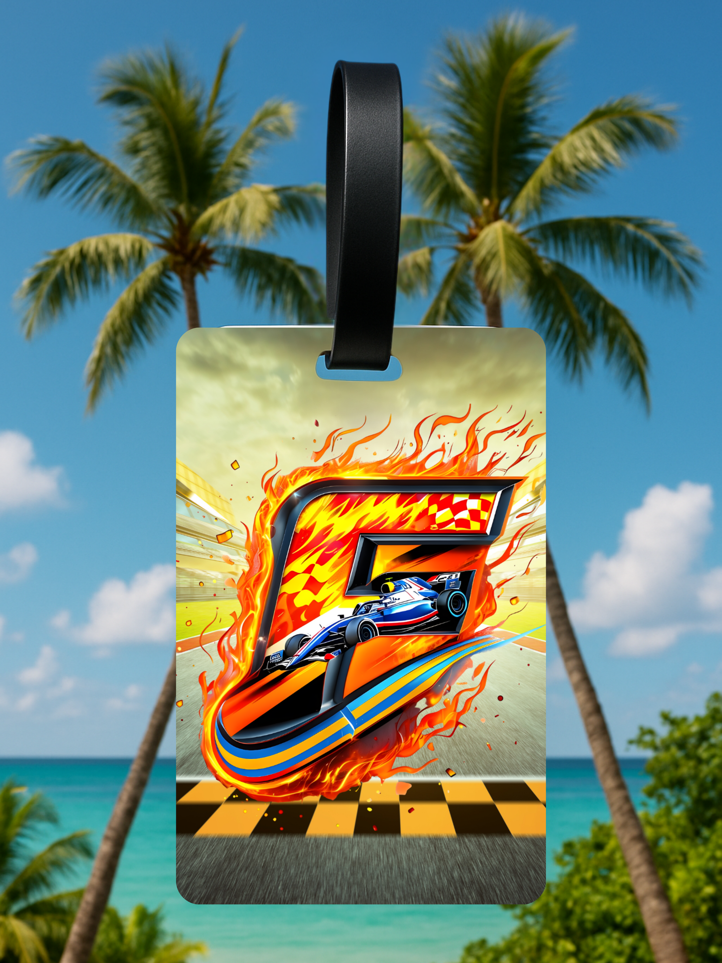 Race Car Monogram Luggage Tag