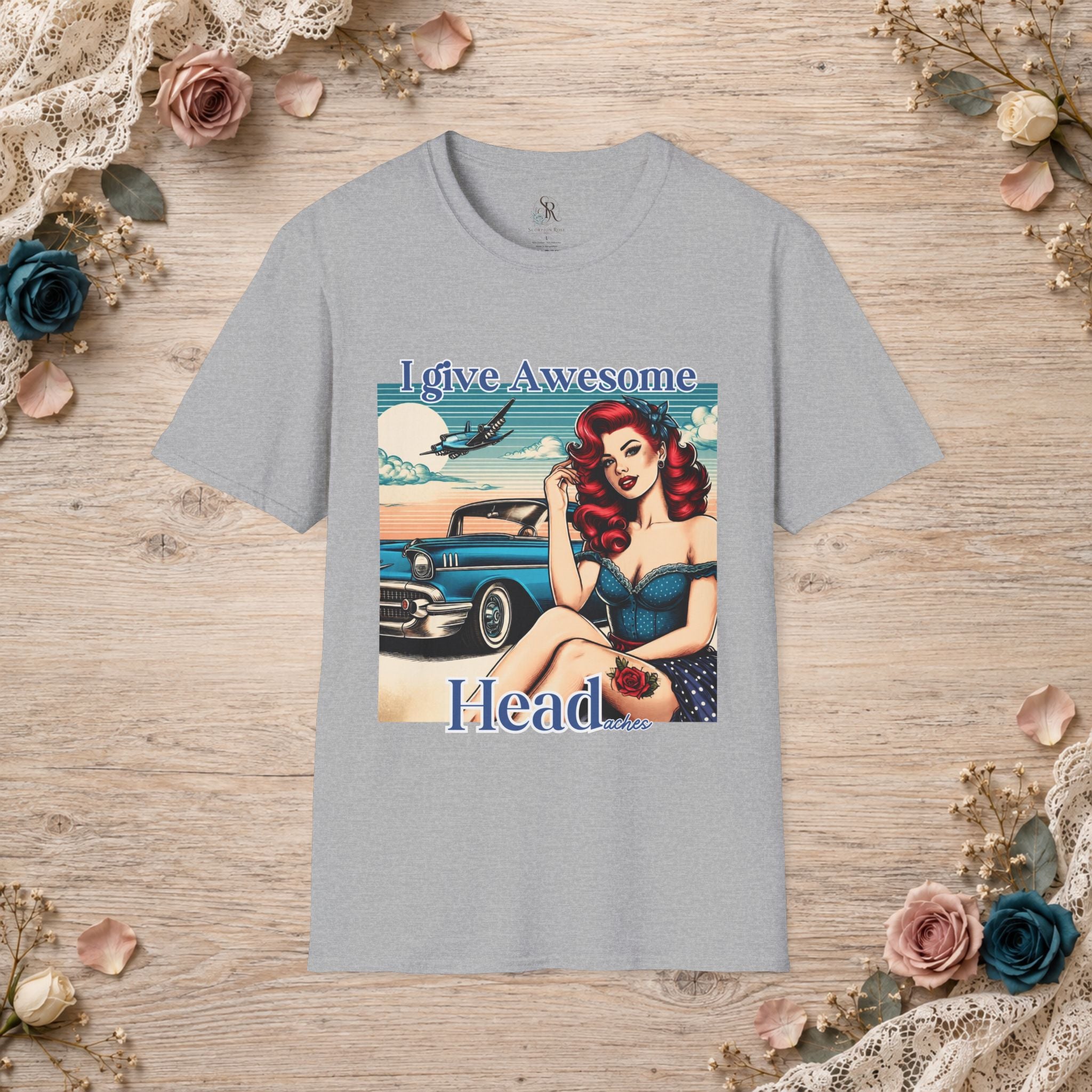 I give awesome head---aches tshirt