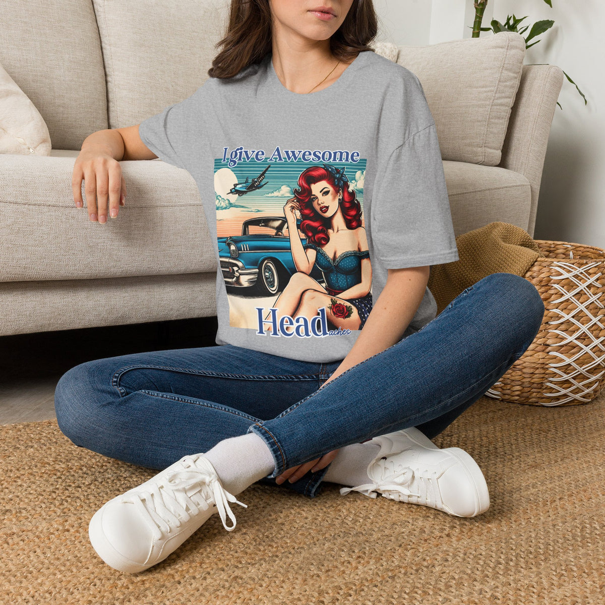 I give awesome head---aches tshirt