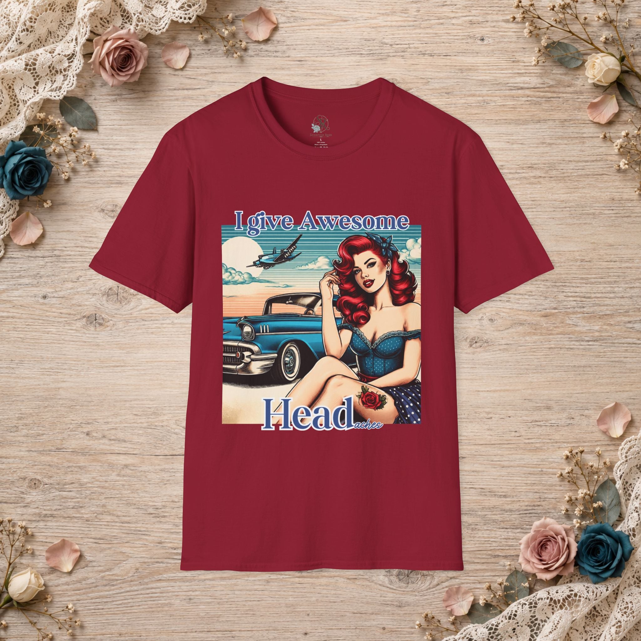 I give awesome head---aches tshirt