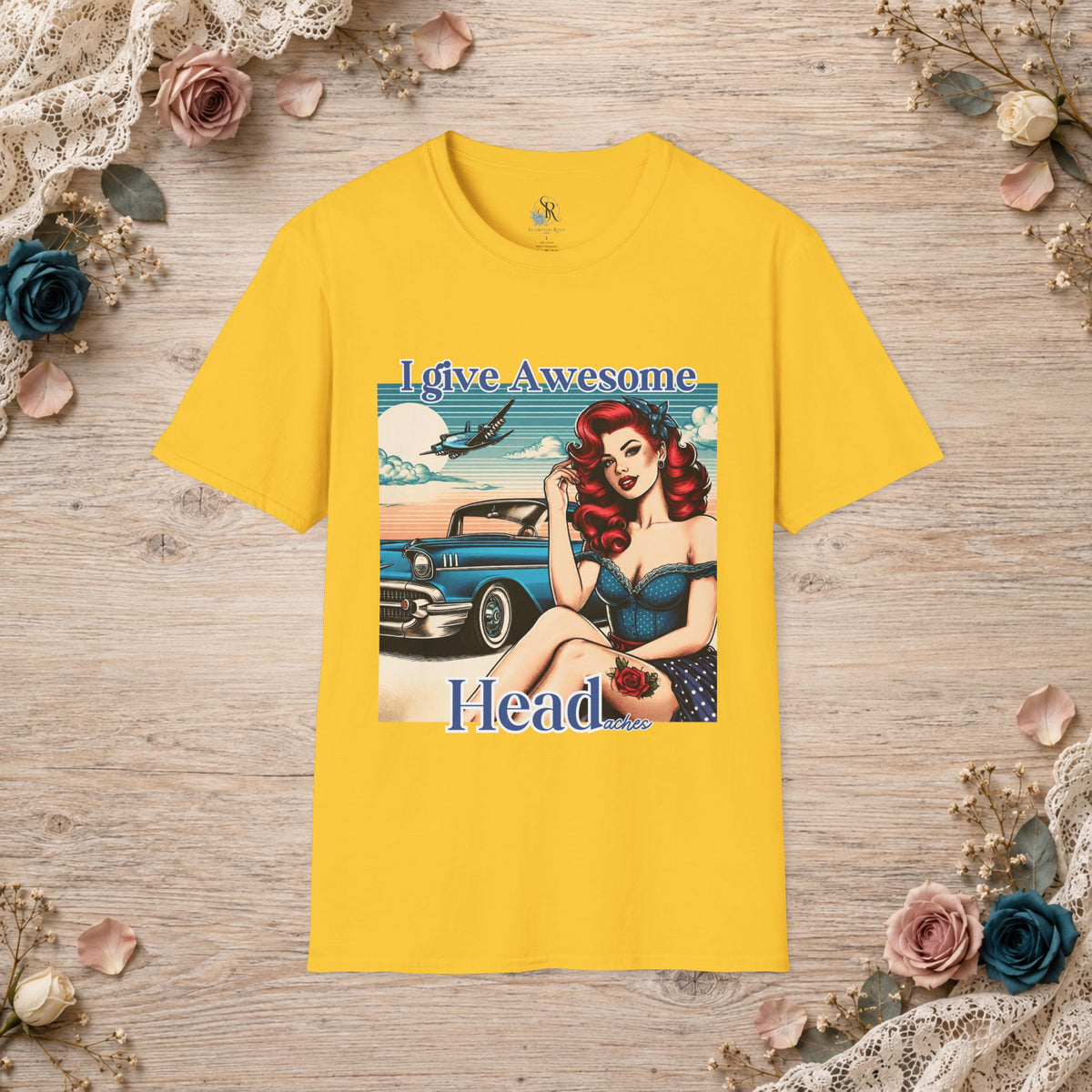 I give awesome head---aches tshirt
