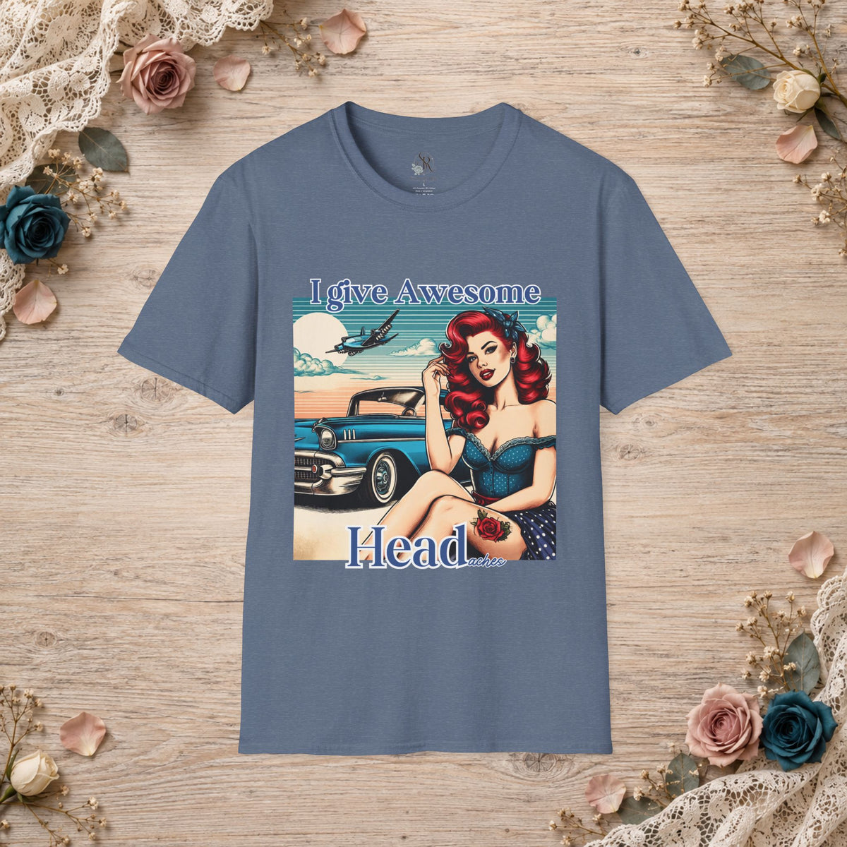I give awesome head---aches tshirt