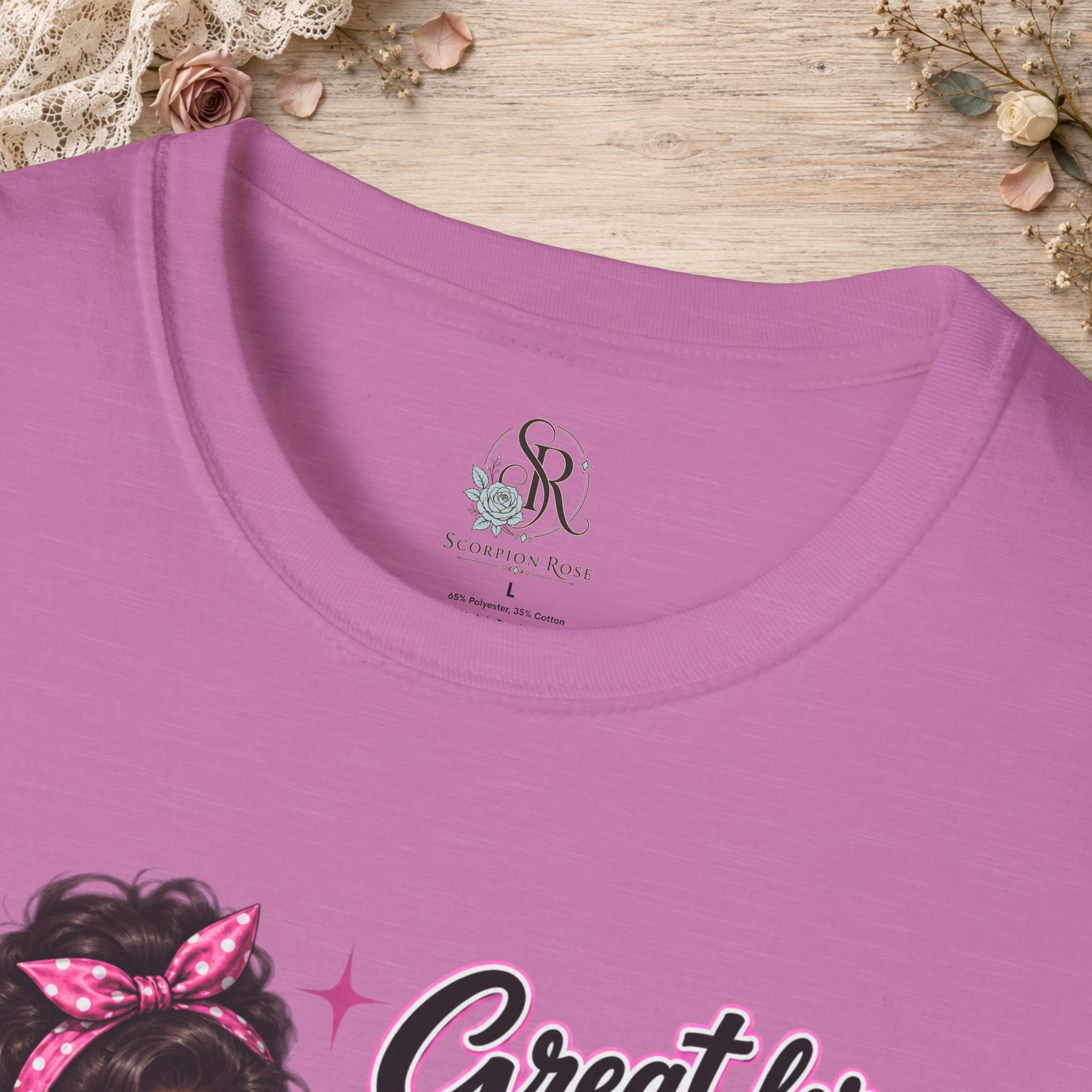 Scorpion Rose Designs custom inner neck label inside the pink edition T-shirt