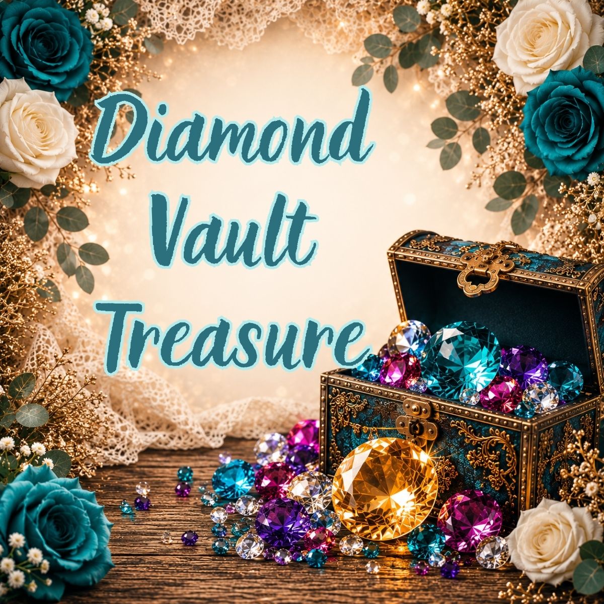 Diamond Treasure Vault luxury mystery gift box filled with premium handmade gifts, personalized treasures, and exclusive Scorpion Rose creations.