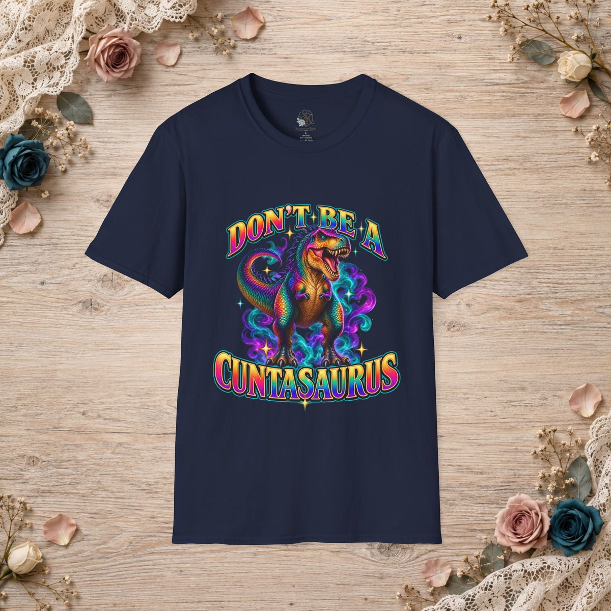 Navy Don’t Be a Cuntasaurus funny dinosaur graphic T-shirt
