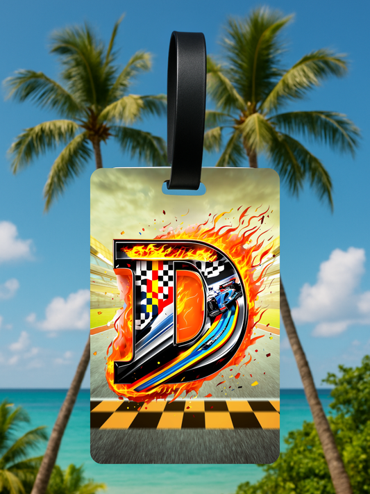 Race Car Monogram Luggage Tag
