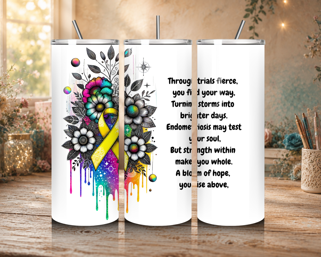 One in 10 – Endometriosis Awareness  20 oz Stainless Steel Tumbler – Made to Order