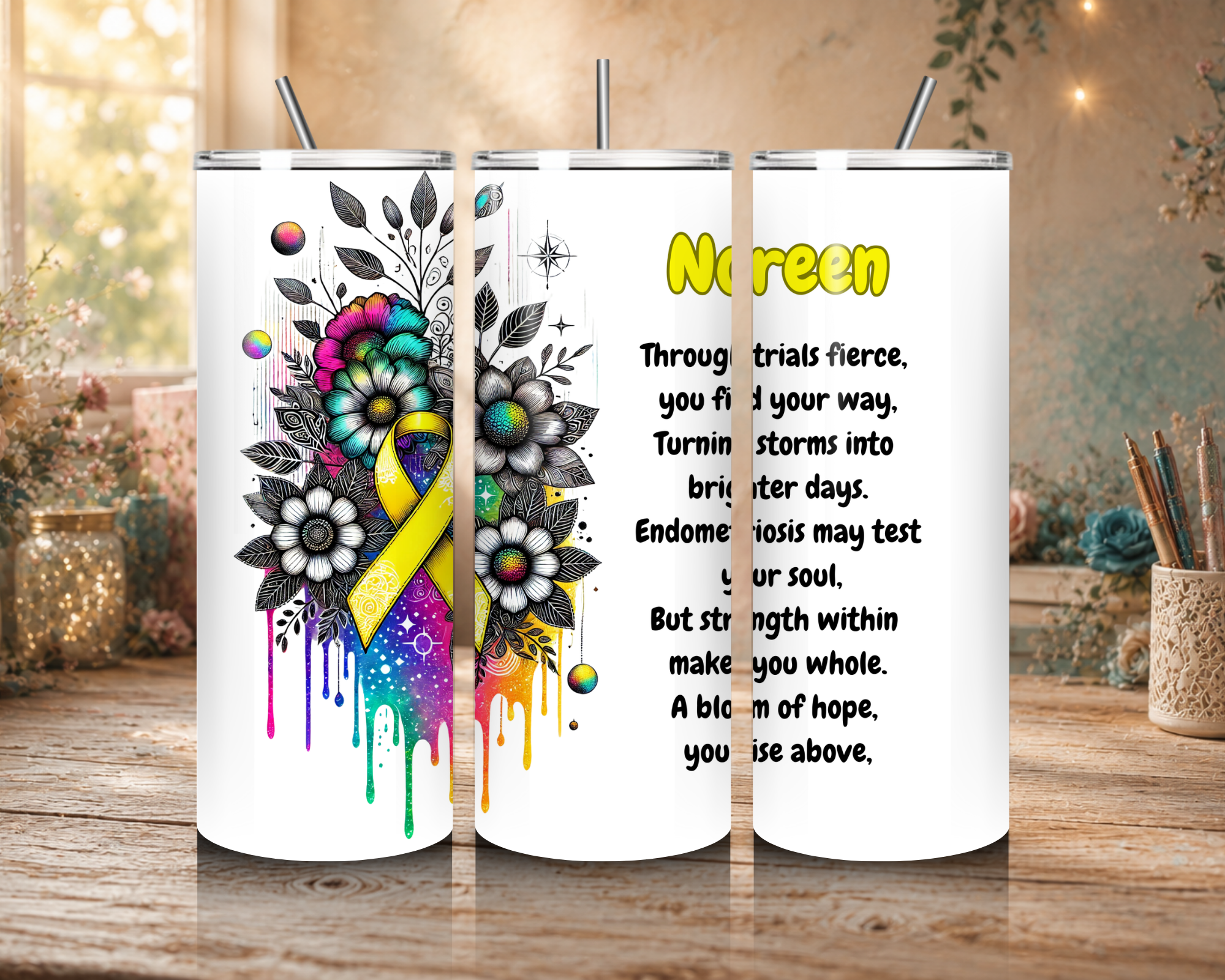 One in 10 – Endometriosis Awareness  20 oz Stainless Steel Tumbler – Made to Order