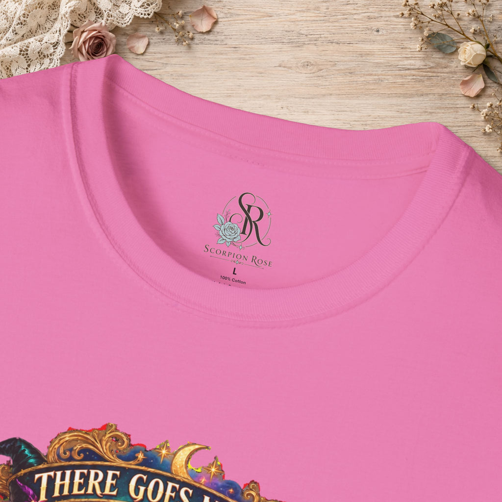 Collar and print detail of the Azalea There Goes My Last Flying Fuck witch T-shirt