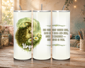 Virgo Goddess 20 oz tumbler featuring an earth-toned celestial goddess, white daisies, Virgo symbol, and zodiac affirmation.